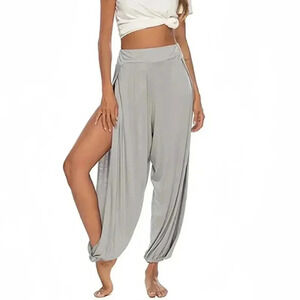 Loose Hollow Side Pants (Color: Light Grey)